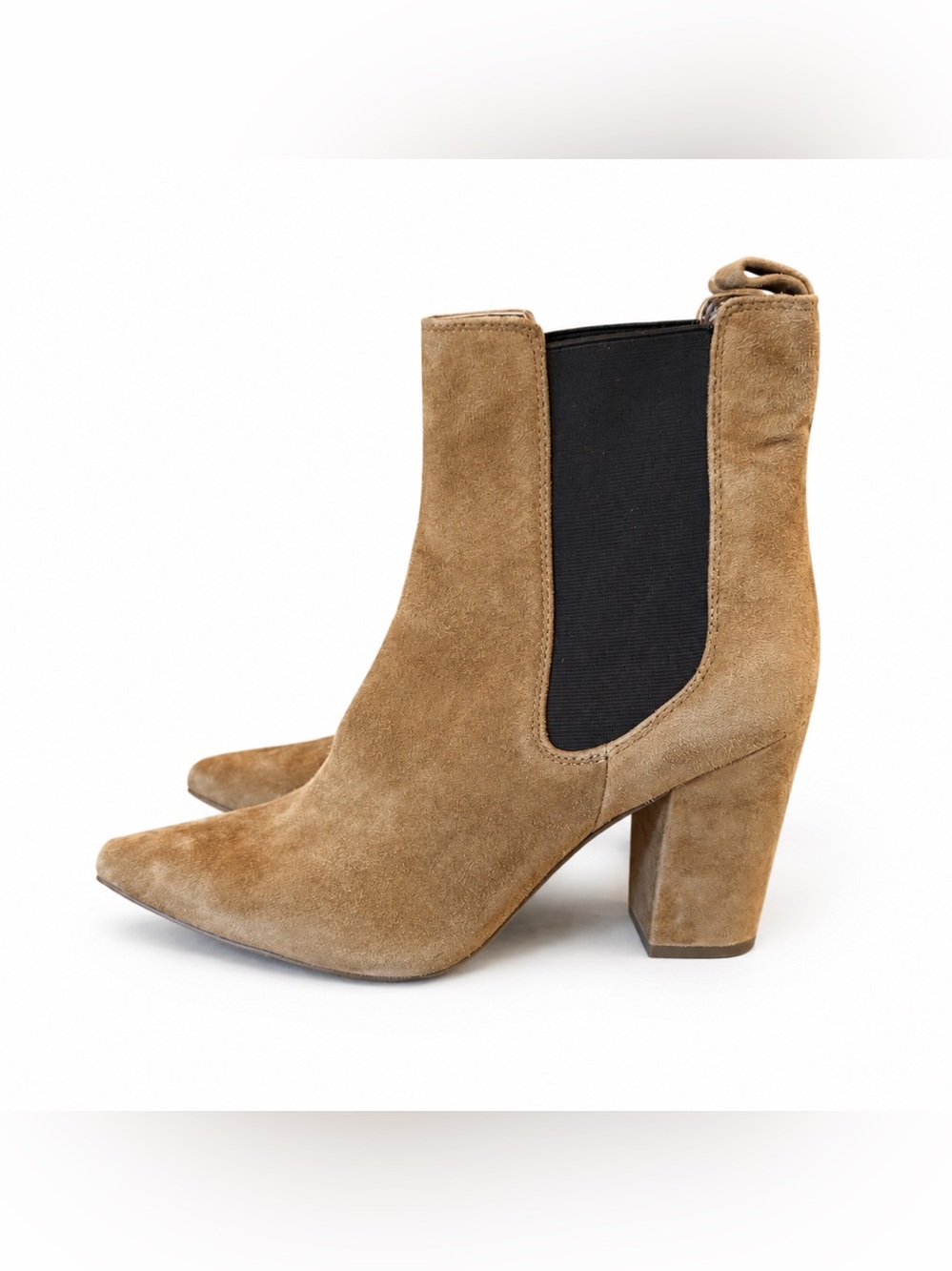 Steve Madden Tan Suede Chelsea Block Heel Booties